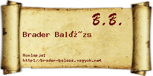 Brader Balázs névjegykártya